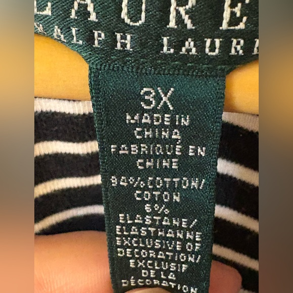 Ralph Lauren | Cotton Blend | Striped Long Sleeve Top | 3X Plus - Picture 3 of 4